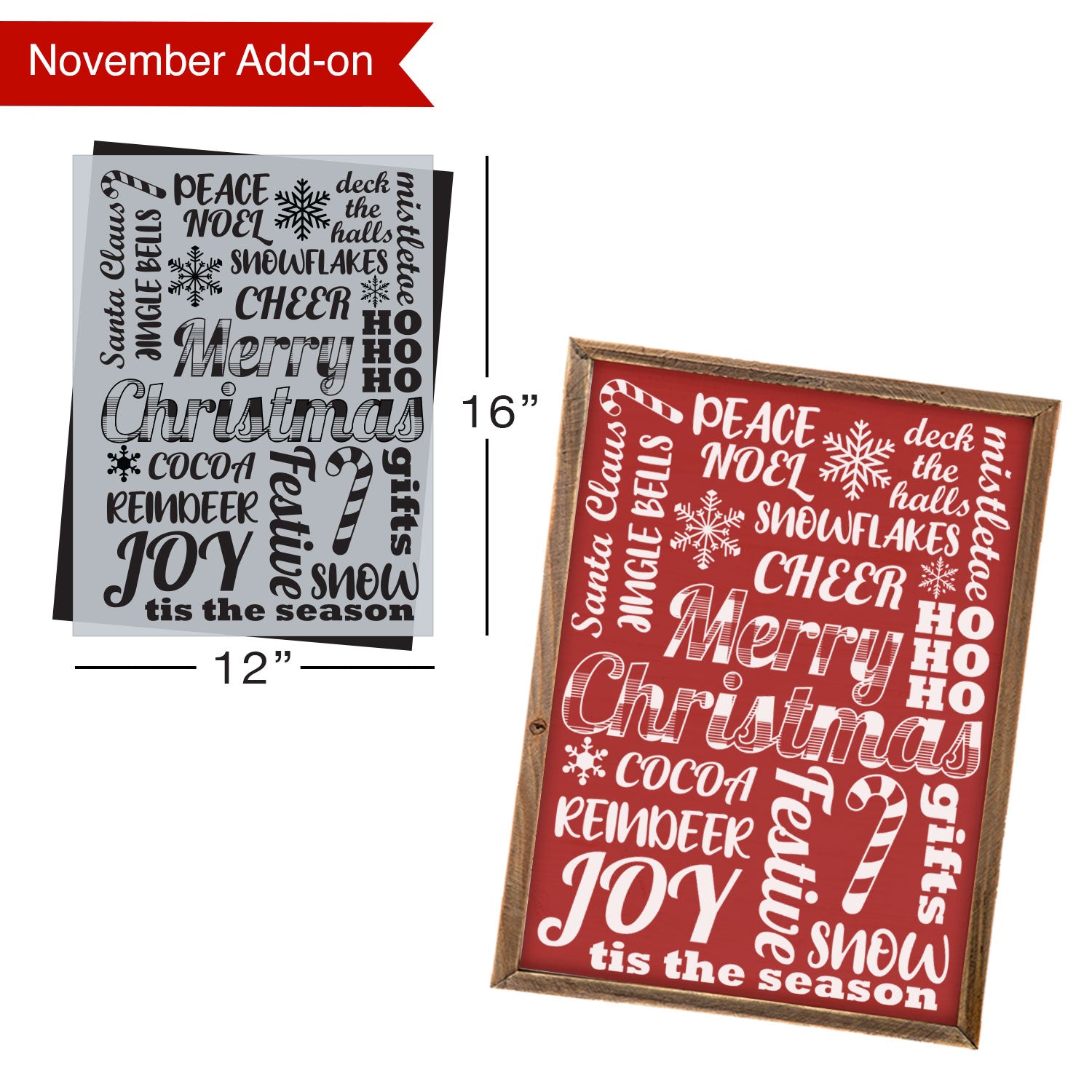 SOTMC - November 2021: Buffalo Plaid Merry Christmas Collage Stencil (add-on)