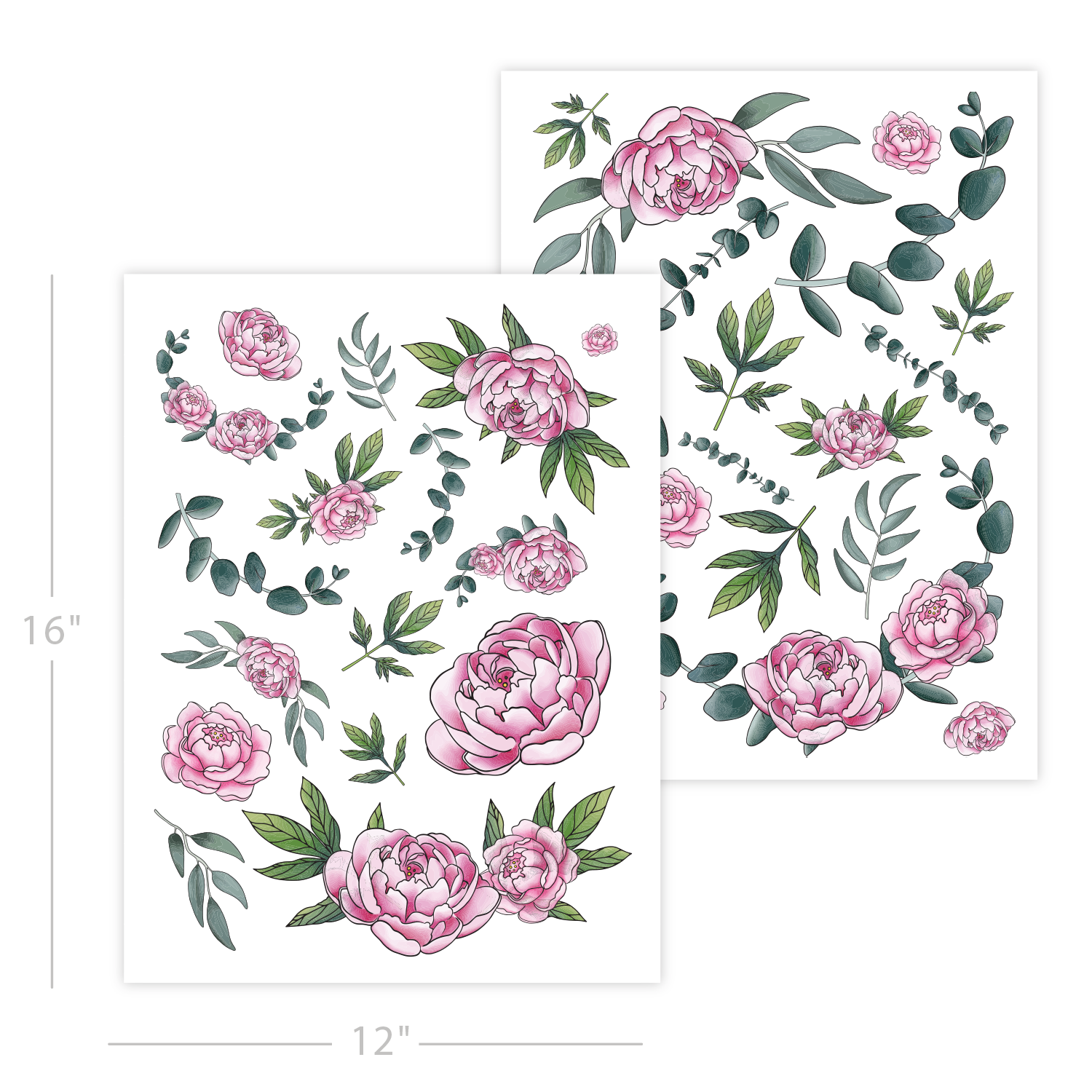 SOTMC - Pink Peonies Rub-on Transfer (2 pack)