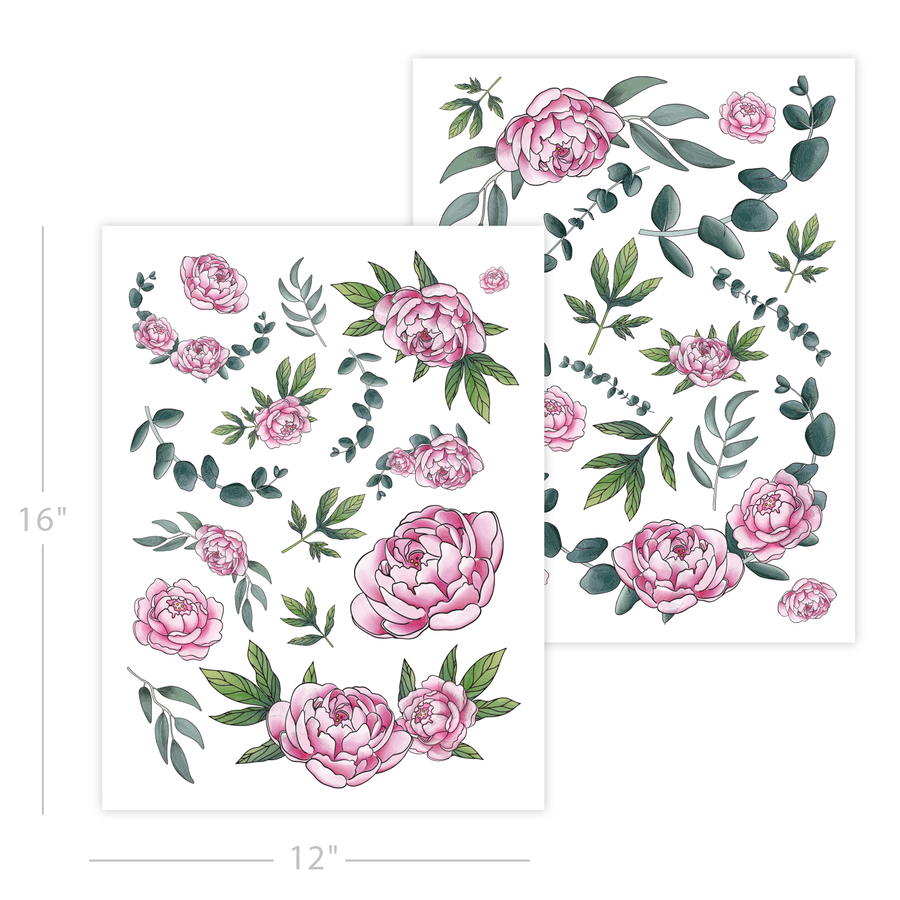 SOTMC - Pink Peonies Rub-on Transfer (2 pack)