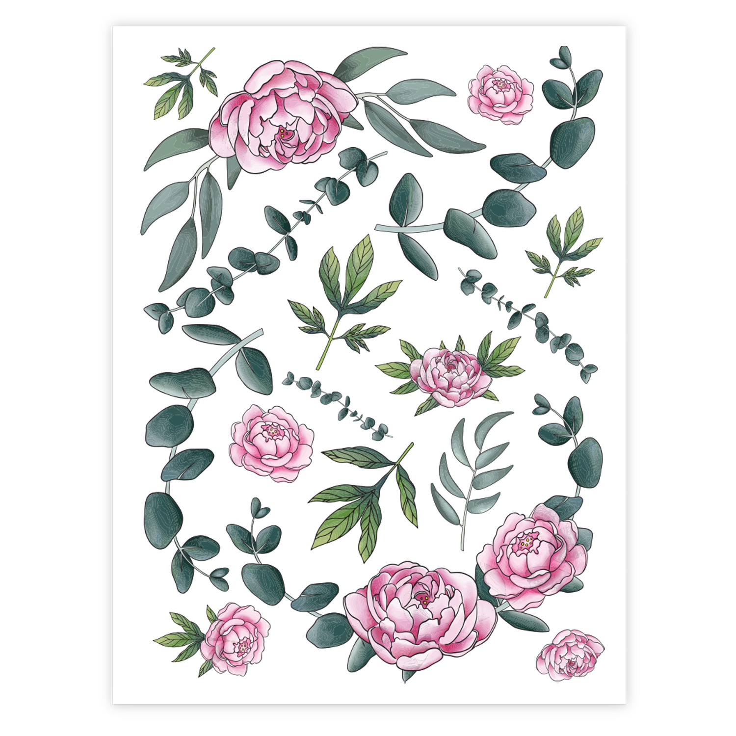 SOTMC - Pink Peonies Rub-on Transfer (2 pack)